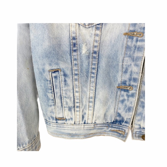 SO NIKKI Acid Wash Distressed Denim Jacket Small - Picture 5 of 7